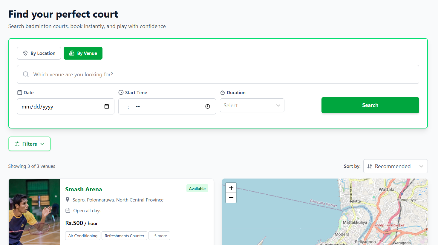 Search Venues with Filters